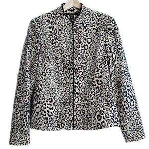 LOUBEN Leopard Print Full-zip Blazer Jacket Animal Pattern Sz 6